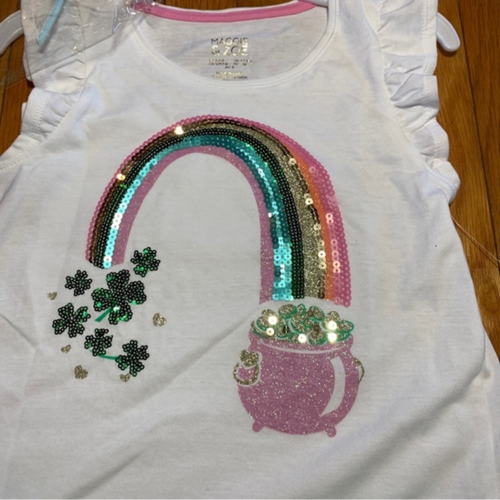New Maggie & Zoe St Patricks Day Girls 7/8 Sequin Tutu & Top Outfit - Picture 7 of 7